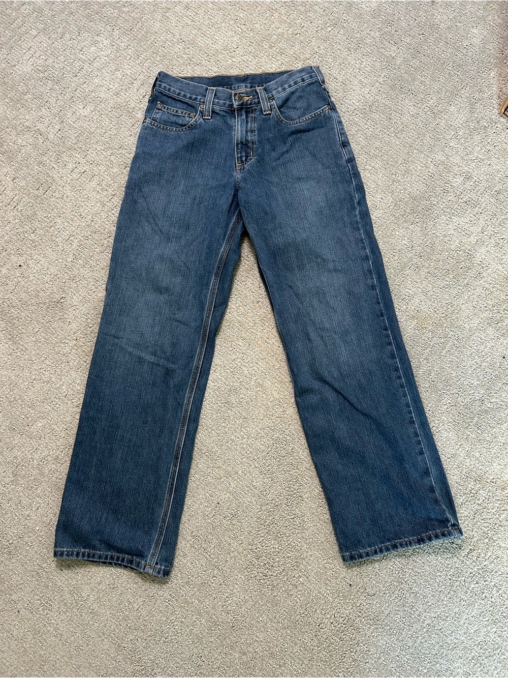 Carhartt Jeans Mens 28x30 Blue Relaxed Fit Straight Leg Stretch Denim Workwear